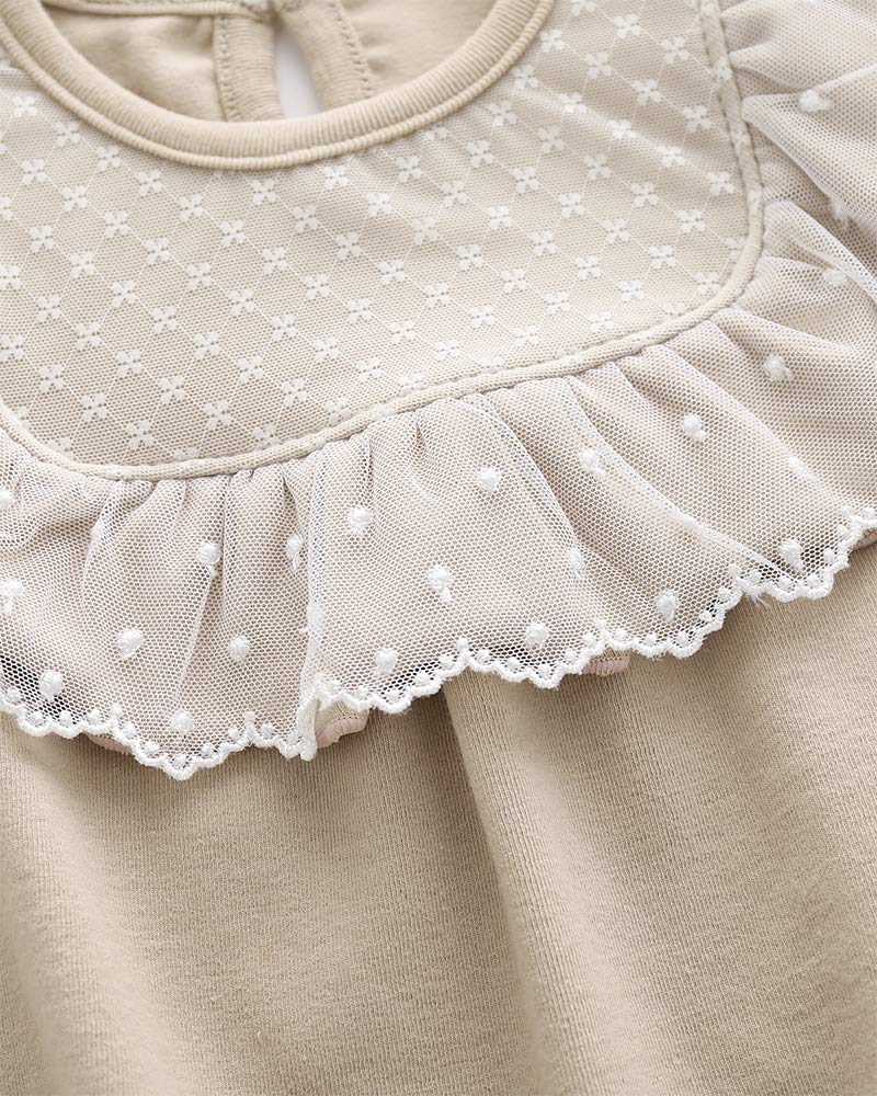 Baby koi Baby Clothes Long Set with Lace Solid 3M Bodysuit, Sleeve, Spring/Autumn, Girls, 2-Piece Hat, Coverall, Newborn, Baby, Pre-birth Gift, Gray,