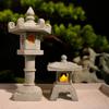 Neue Mini-Pagodenlaterne Licht Gartenstatue Dekorativer Sandstein Mikrolandschaftslampe Zen-Hof Miniatur-Bonsai