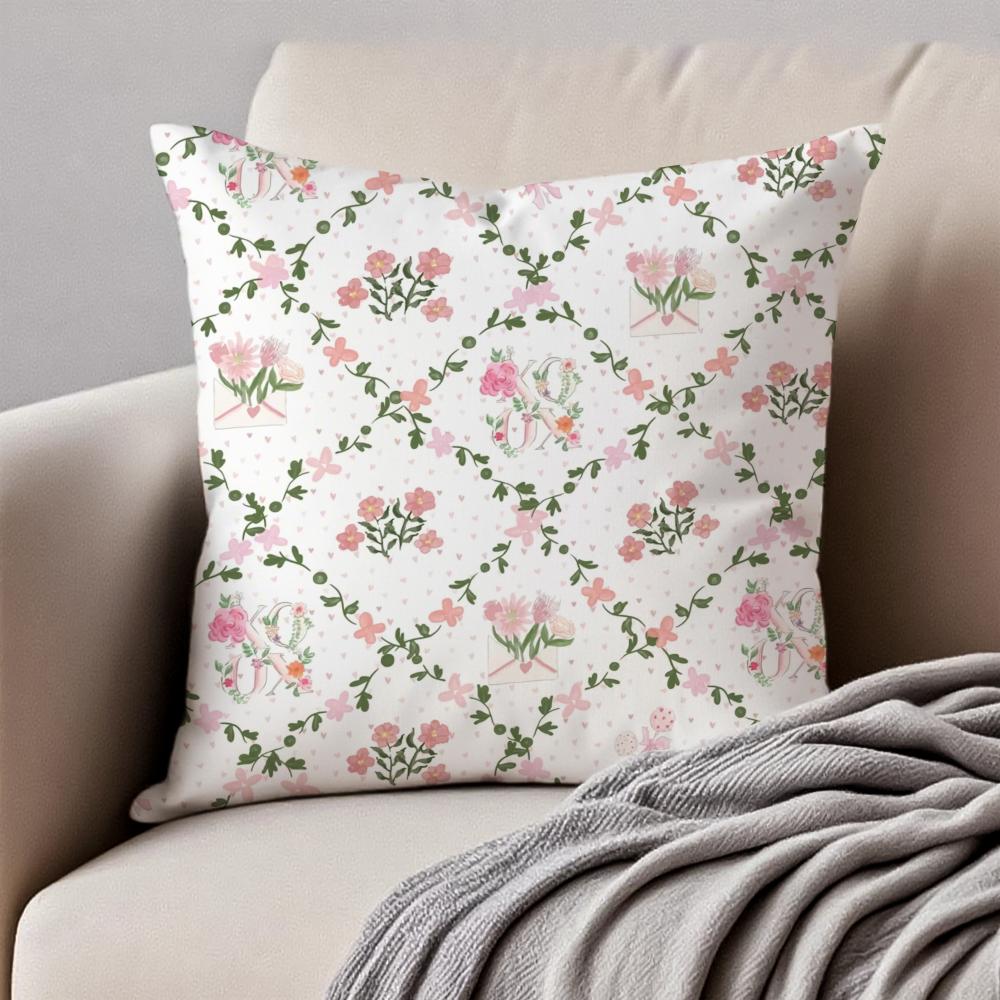 Tea Break Floral Cushion Cover Pillowcase Antidustmite Invisible Zipper Short Plush Sofa Cushion