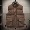 New Stand-up Collar Vest Men's Autumn and Winter Cold and Warm Trendy Brand Cotton Vest Thickened Tooling Jacket