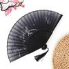 Bamboo Folding Fan Silk Chinese Style  Hand Women Black  Summer Female Dance Home Decoration Party Gift Home Ornament