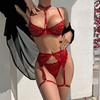 1 sada Sexy podprsenka Kalhotky Podvazková sada Krajka Nízký střih Push Up Multi Strap Vysoký Pas Elastická Tenká ohlávka Výstřih Líbánky Svatební Noc Dámská Sada spodního prádla
