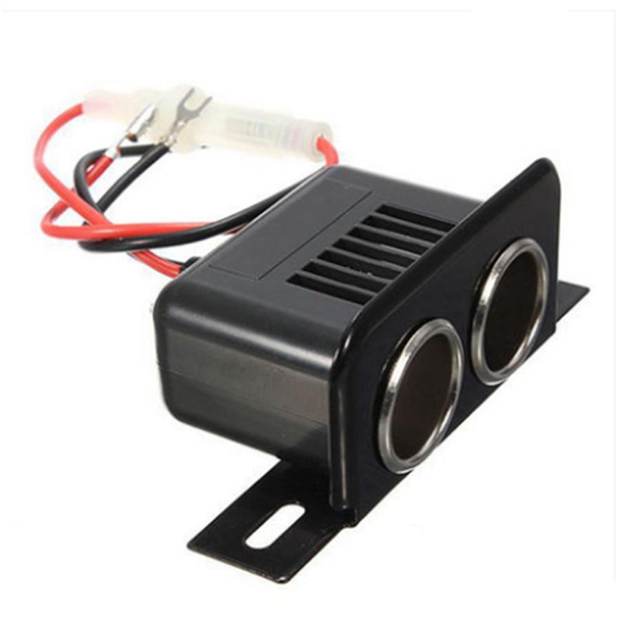 

Черный 12В Автомобильный Металлический Прикуриватель 2 Гнезда с Предохранителем для Мотоцикла Модифицированный