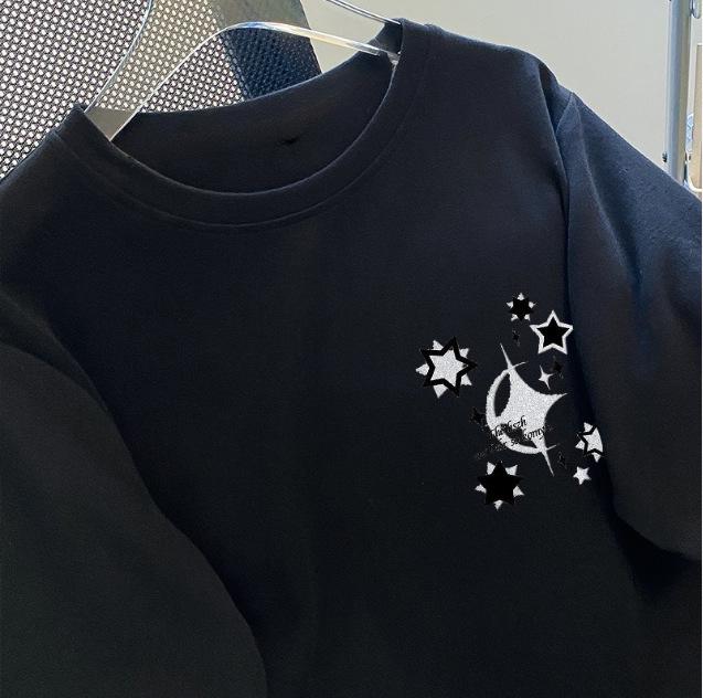 Women's American Retro Short-Sleeve T-Shirt: Trendy, Loose-Fit Plus Size with Personality Print, Perfect for Summer Couples