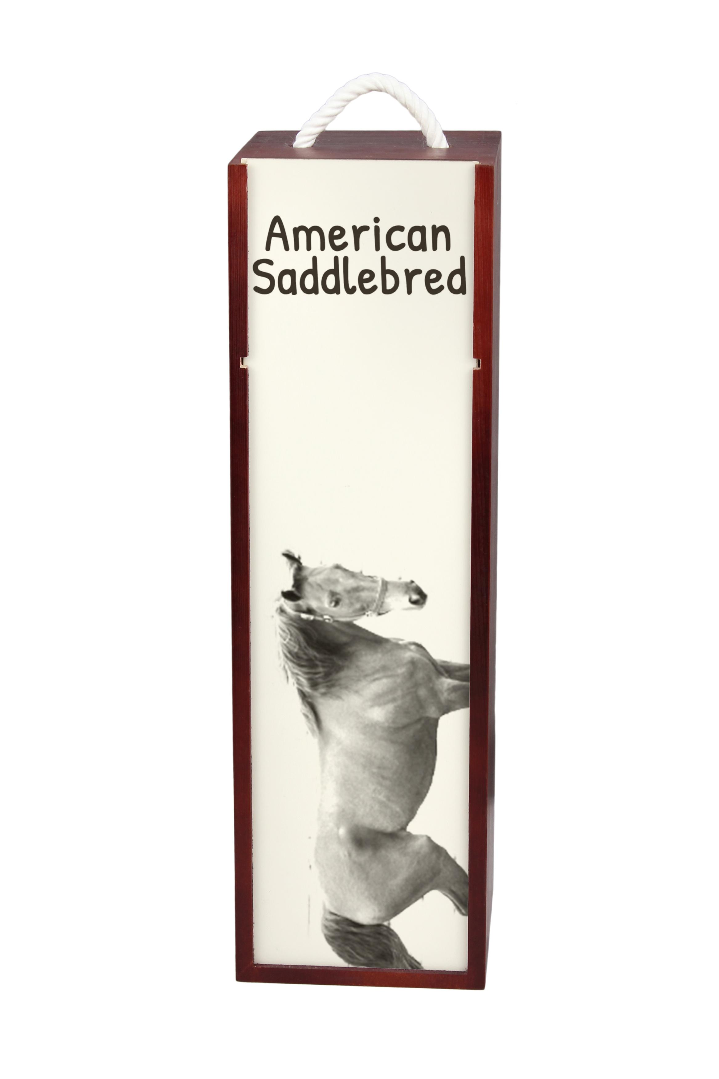 

American Saddlebred - wine box with a horse, alcohol box with graphics, personalized gift box from the Art-Dog brand коричневий