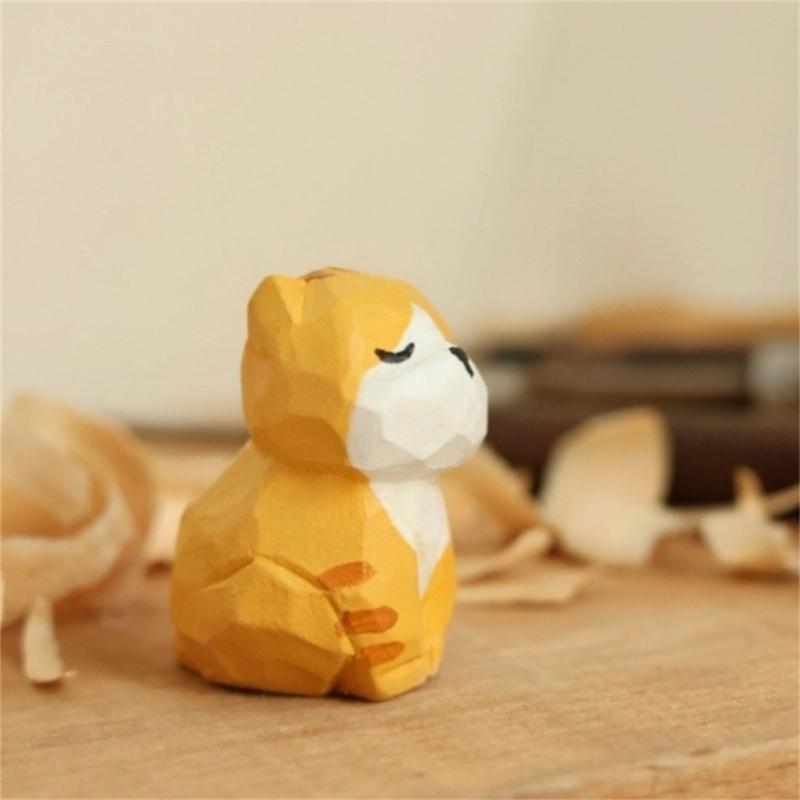 Hand Carved Cats/Dog/Sheep/Bunnies Figurines Table Decoration for Living Room,Bathroom Wooden Animal Statue Home Decors