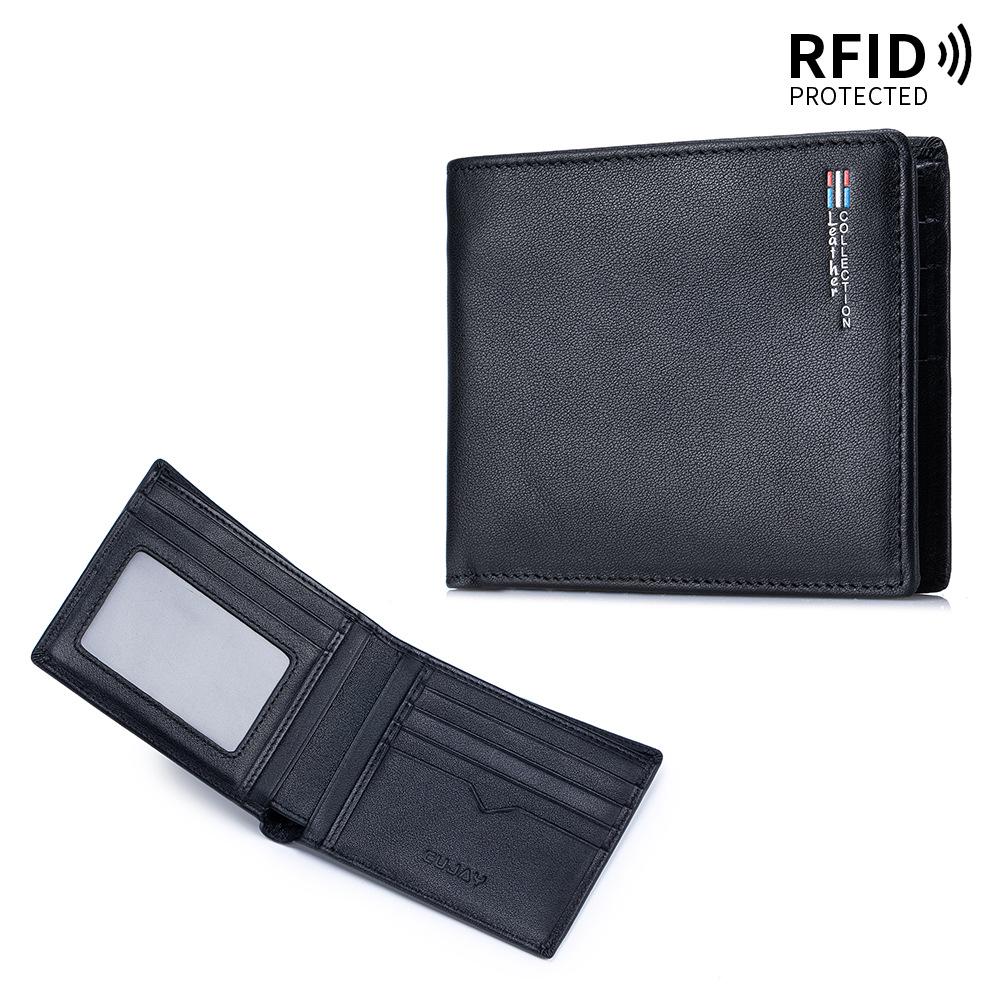 Nouveau Portefeuille en Cuir pour Homme - Portefeuille Court en Cuir de Vachette Première Couche, Pince à Billets Cadeau pour Père, Mari ou Petit Ami