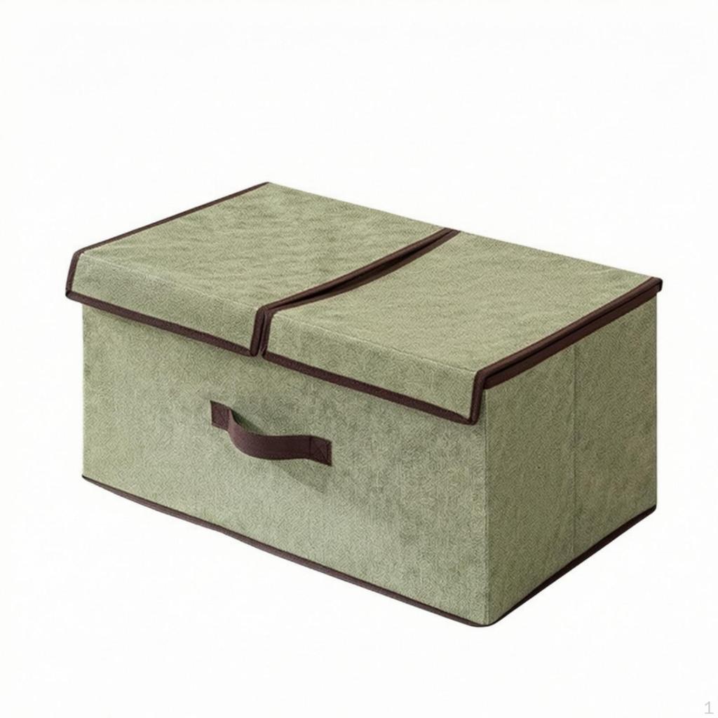 Foldable Storage Box with Handles Lidded Lid SoftSided Organizer for
