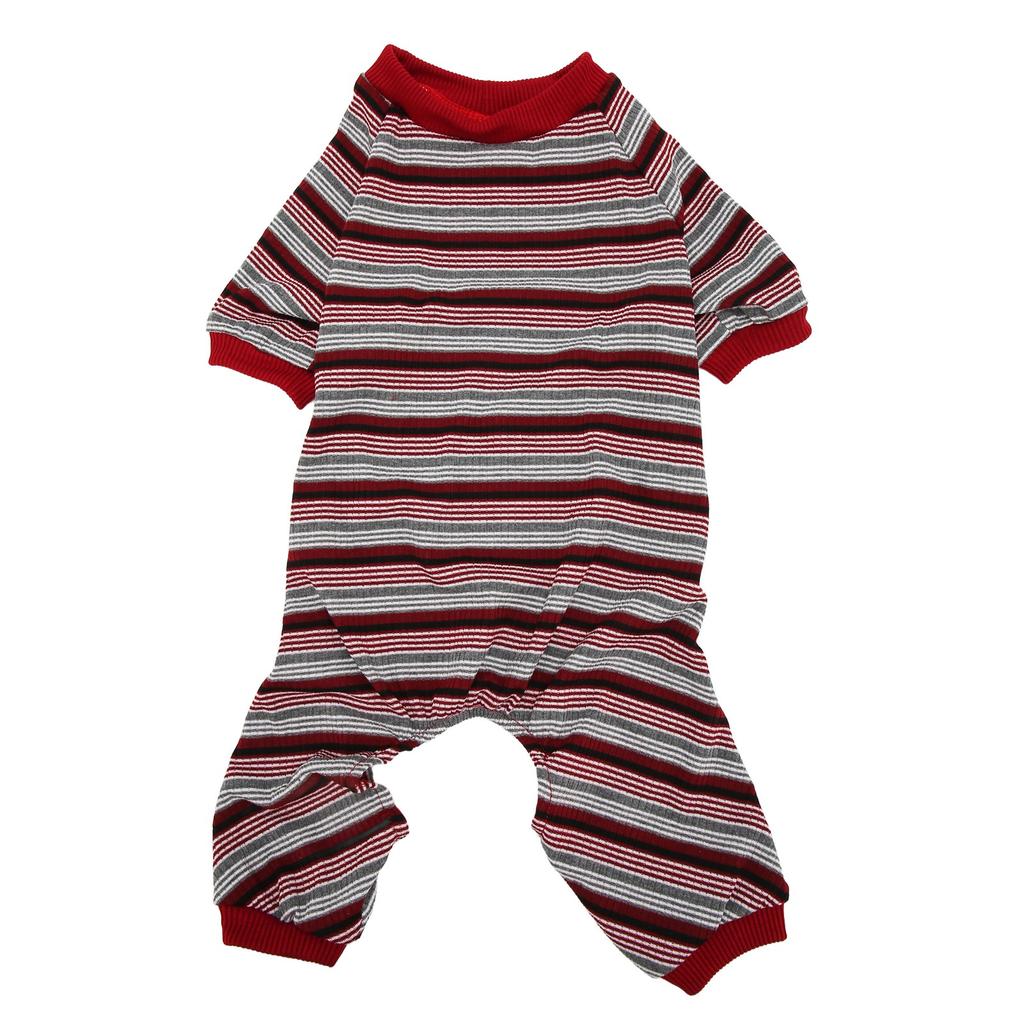 Dog Pajamas Soft Stretchy Machine Washable 4 Legged Striped Puppy Pullover Sleepwear for Spring