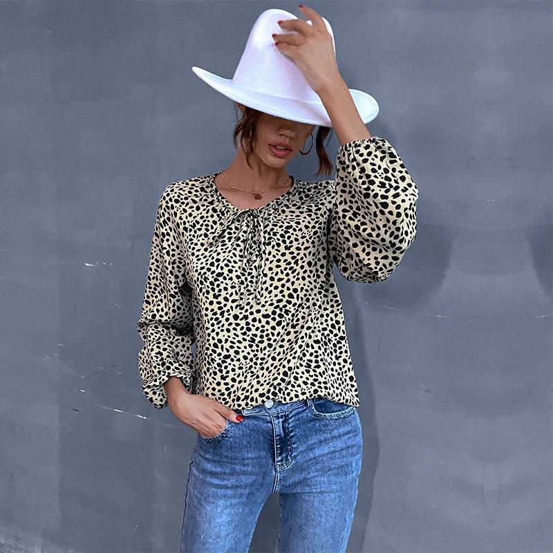 Comfortable Tops Woman Clothing Fashion Casual Tops Shirts Fashionable and Casual Temperament Women's Spring Leopard Print Shirt Long Sleeve Womens