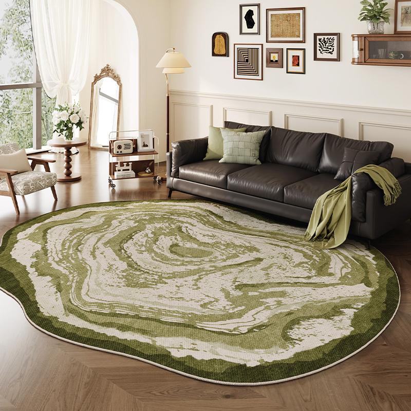 Irregular Shape Bedroom Decor Green Carpet