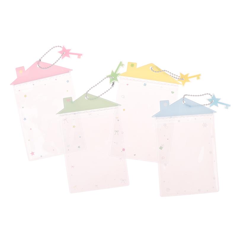 Cute Cartoon Transparent House Card Cover Pvc Clear Photo Holder Badge Id Credit Card Case Student Campus Cards Protector