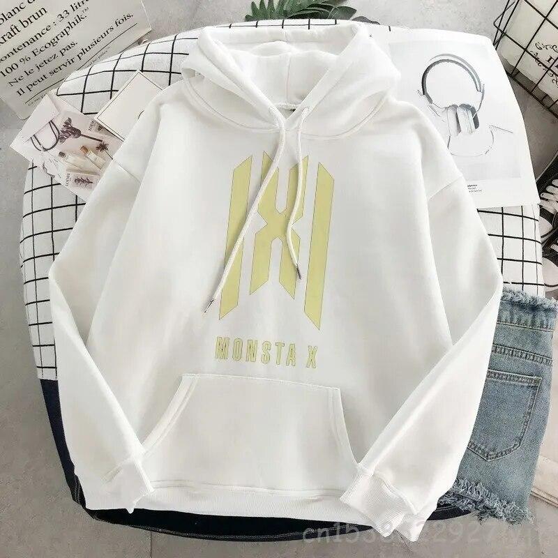 Hipster svetr Monsta X oversized módní mikina s kapucí Harajuku mikina podzimní oblečení ženy mikiny s dlouhým rukávem streetwear unisex mikina