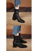 Women's White Mid-Calf Chunky Heeled Ankle Boots - Autumn/Winter 2025 French Style, Slimming, Medium Heel, Square Toe.