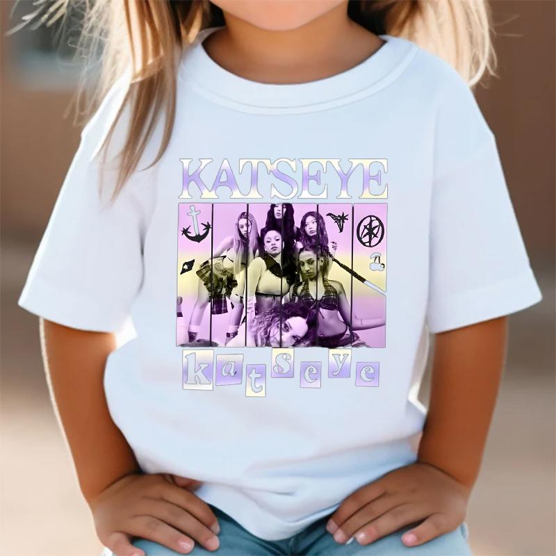 Girl Group KATSEYE Print T-Shirt Boys Girls Casual Tee Shirts Summer O-Neck Tops 2026 Summer Short Short Fashion Kids Clothes