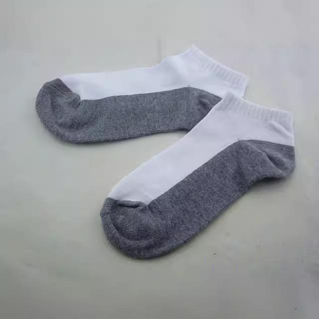 Children's Cotton Color-Matching Boat Socks - Summer, Breathable, Sweat-Absorbent, Dirt-Resistant Gray Bottom White Socks