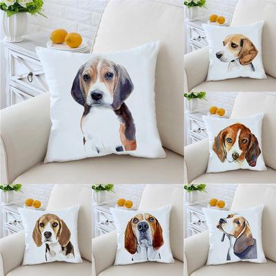 Cute Beagle Pet Dog Print Pattern Cushion Cover Home Living Room Sofa Decoration Throw Pillow  45 * 45cm