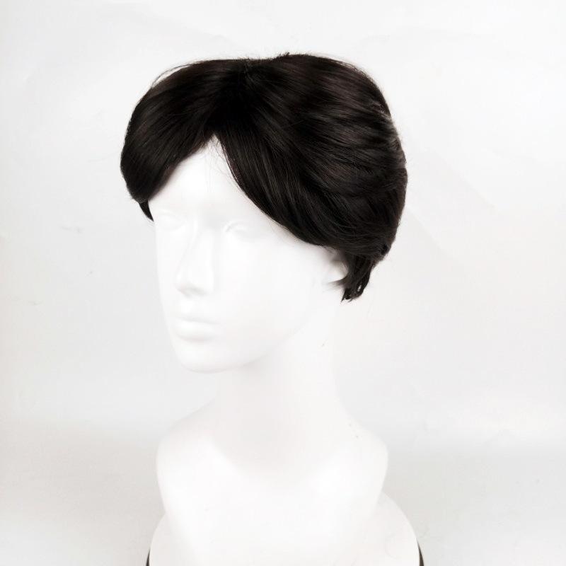 

Парик мужской пушистый короткий волос головной убор европейский и американский средние челки короткие волосы механизм химический волокно парик темно-коричневого