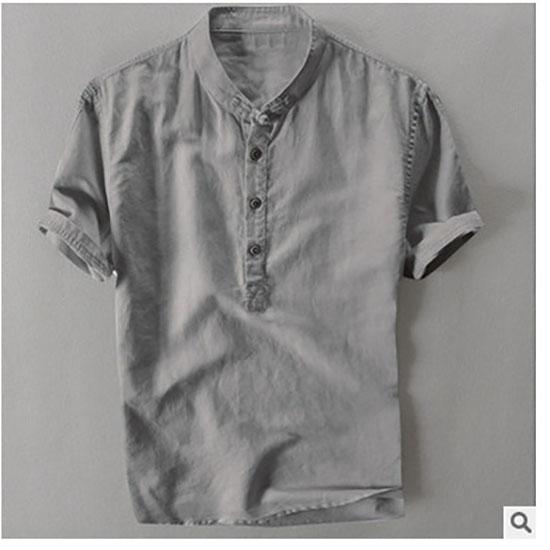 Streetwear Lato Moda Koszula Męska Krótki Rękaw Casual Bawełniana Lniana Koszula Hombre Okrągły Dekolt Projektant Koszulka Rekreacyjna Męska
