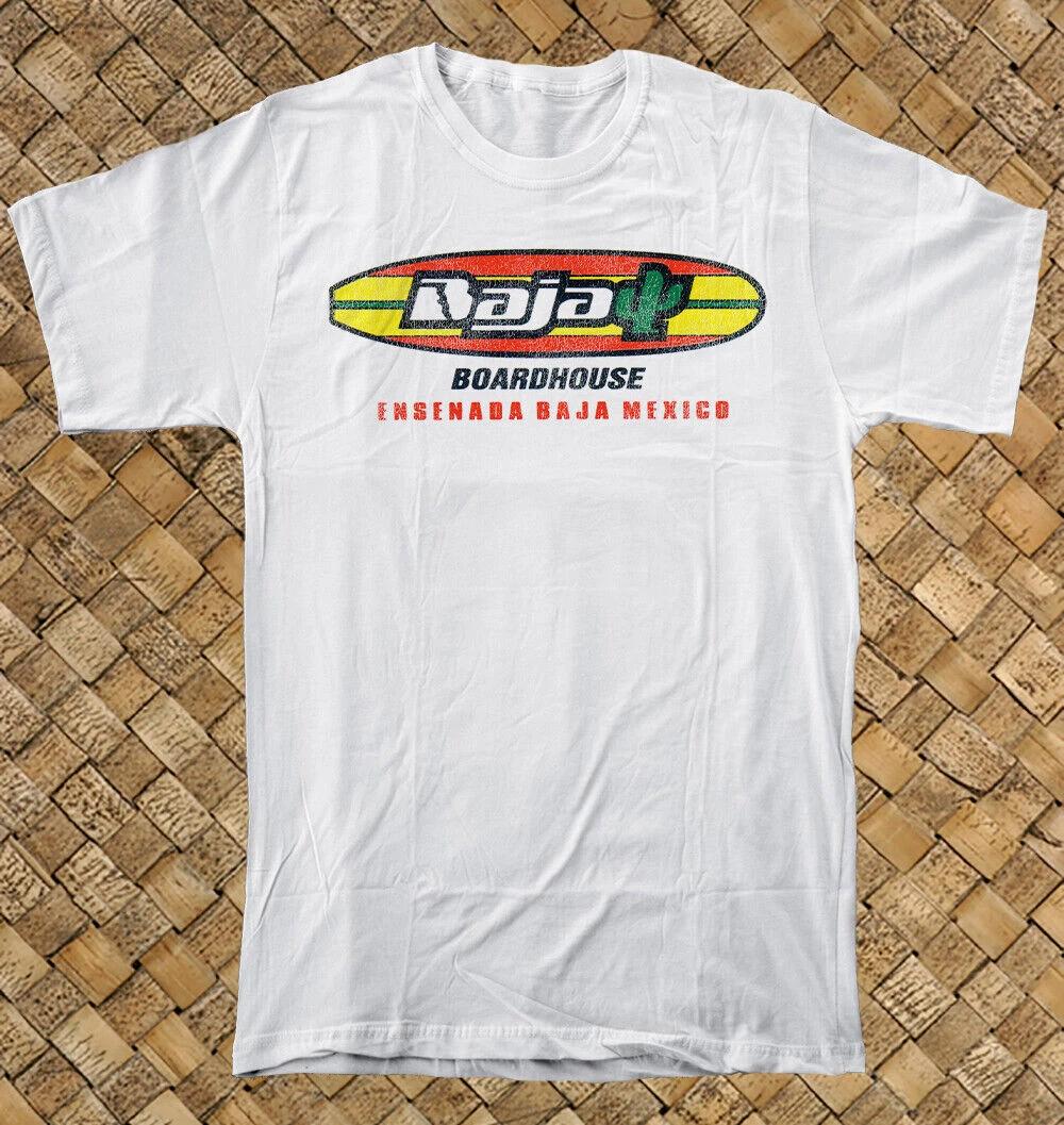 Ретро Футболка Surf Shop 100% Хлопок Винтажное Искусство Baja Boardhouse Ensenada Baja Мексика 3XL
