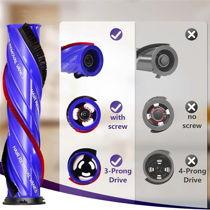 

A65T-Replacement Brush Roller For Dyson Anti-Tangle Vacuum Head, Reduces Hair Wrapping Restores Suction Power