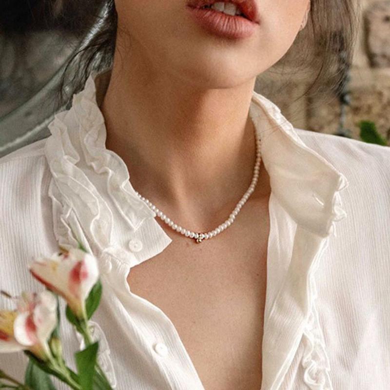 Necklace Artificial Pearl Pendant Double Necklace Female Simple Temperament Wild Neck Chain
