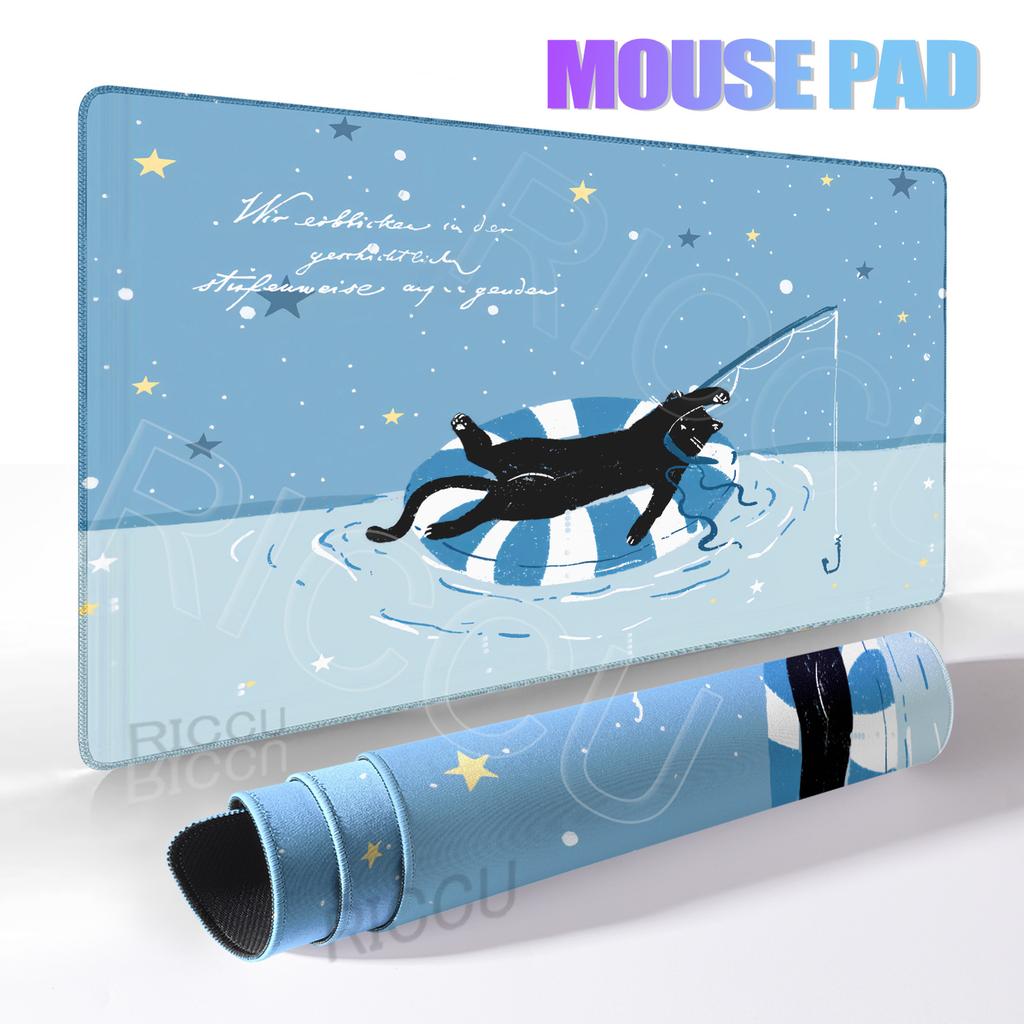 Large Cute Black Cat Mouse Pad E-sport Computer Keyboard Pad Mouse Mat Natural Rubber Anti-Slip Office Desk Pad Gift for Friend