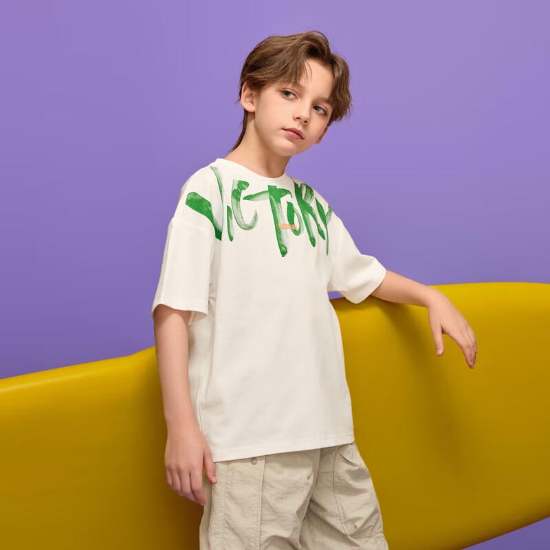 MQD Boys' Summer Academy Style Letter Short Sleeve T-Shirt