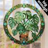 2D Flat Crystal Green Leaf Sun Catcher Garden Exotic Jungle Tropical Decoration Window Wall Hanging, Green Natural Decoration,holiday Party Decoration