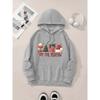 Women Christmas 4‑Elements Print Drawstring Hoodie Casual Sport Sweatshirt With Kangaroo Pocket