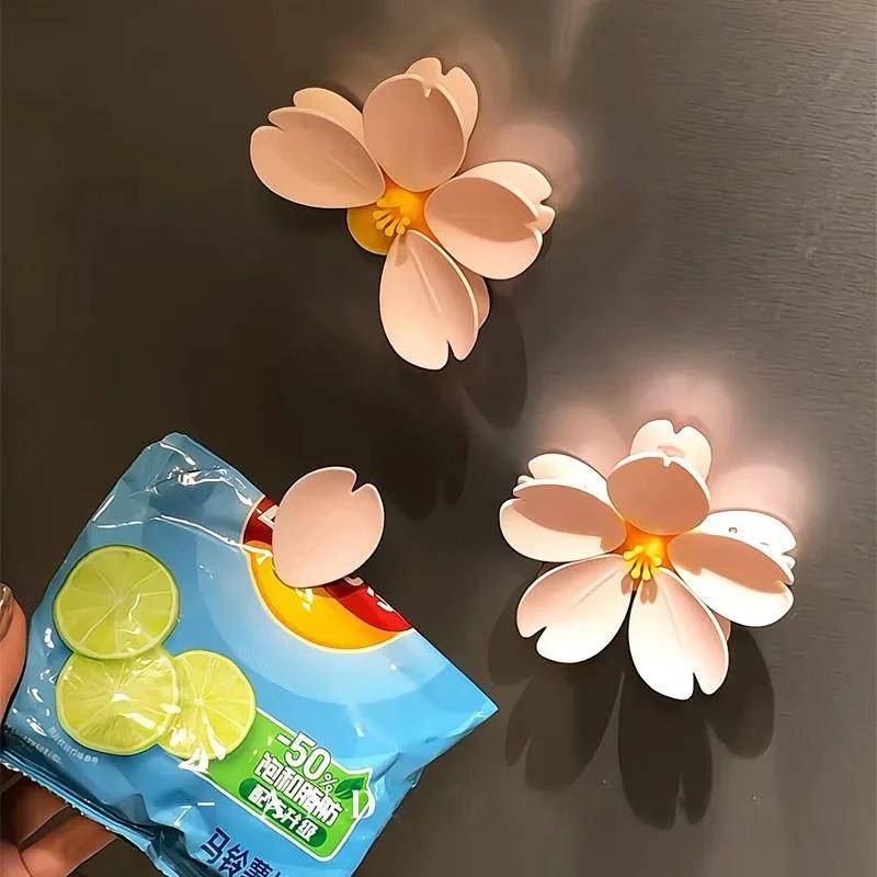 Sakura Magnetclip Kreative Küchenhelfer Multifunktionaler Snackversiegler Lebensmittelaufbewahrung Einzigartiger Blütenblattclip Niedlich für Zuhause Kühlschrank