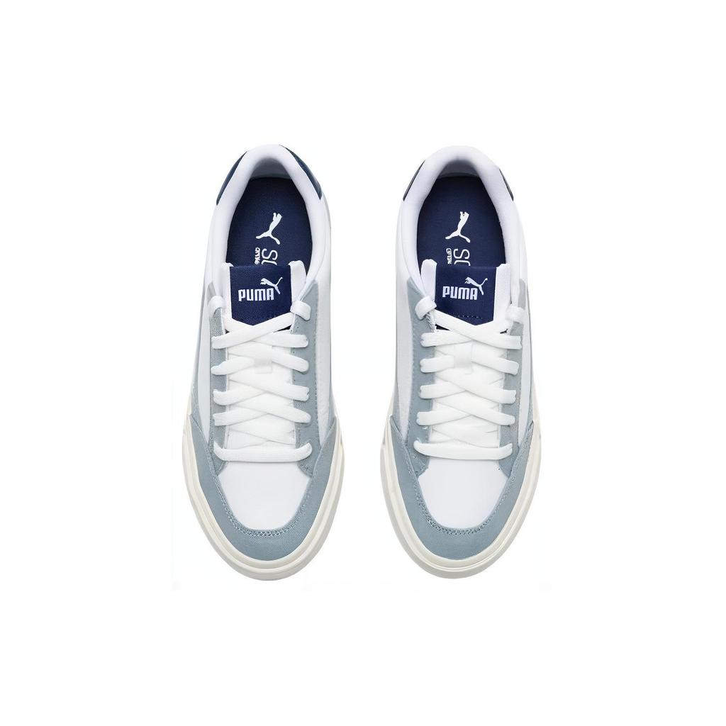 New PUMA Court Classic Wear Resistant Breathable Cushioning Lightweight Low Top Skateboard Shoes Unisex White Blue 395020-05