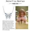 Butterfly Pendant Necklace Women Gold-Tone Copper Chain Rhinestone Accented Fashionable Casual Jewelry 41-50cm Length
