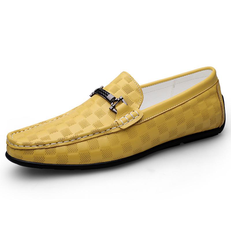 

Doudou shoes men s one-pedal leather shoes men s foot-fitting cowhide casual shoes large size men s loafers foreign trade men s shoes 45 жёлтый