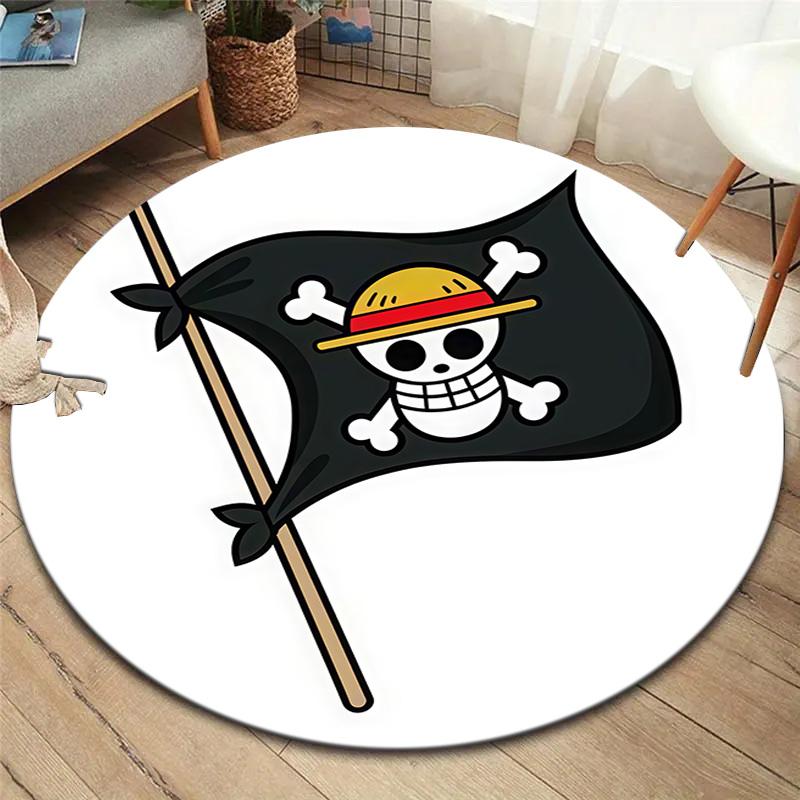 One Piece Strohoeden Piraten Rond Vloerkleed Tapijt Tapijt Voor Woonkamer Slaapkamer Bank Speelkamer Decor Antislip Vloermat
