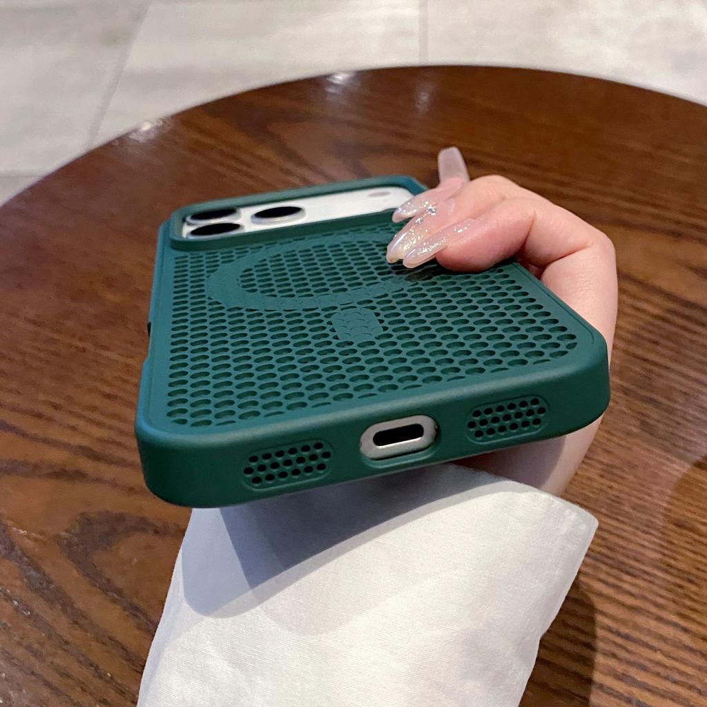 Hohlmaschen-Kühlung für Magsafe Handyhülle für iPhone 17 Air 16 15 14 13 12 11 Plus Pro Max Atmungsaktive Waben-Magnetabdeckung