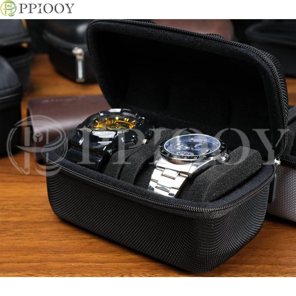 PPIOOY Watch Storage Case for Travel, Hard Cover Protection, with Custom Sponge Pillow, Compatible with Small and Large Watches, Diver's Watches,