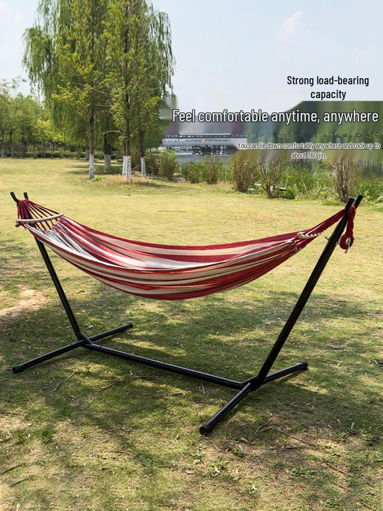 Double Outdoor Canvas Hammock: Lightweight, Anti-Roll, Detachable Stand for Camping & Children's Swing Chair