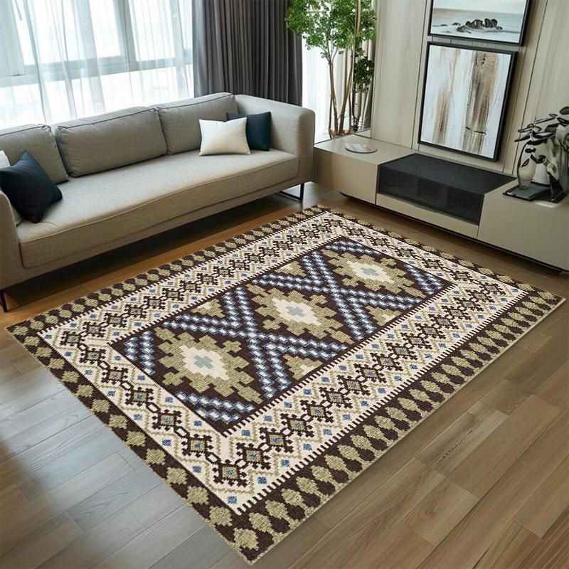 

Bohemian Tribal Geometric Kilim Rectangular Carpet Vintage Soft Decorative Floor Mat for Living Room Bedroom Home Decor 40X60CM