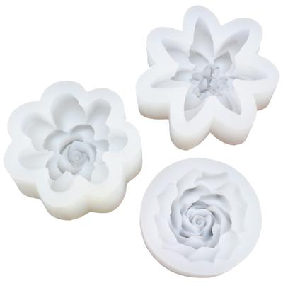 3 Stück Rosenförmige Form für Aromatherapie Kerze Handwerk Seifenblumen Designs Flexibel Wiederverwendbar Heimwerker Set