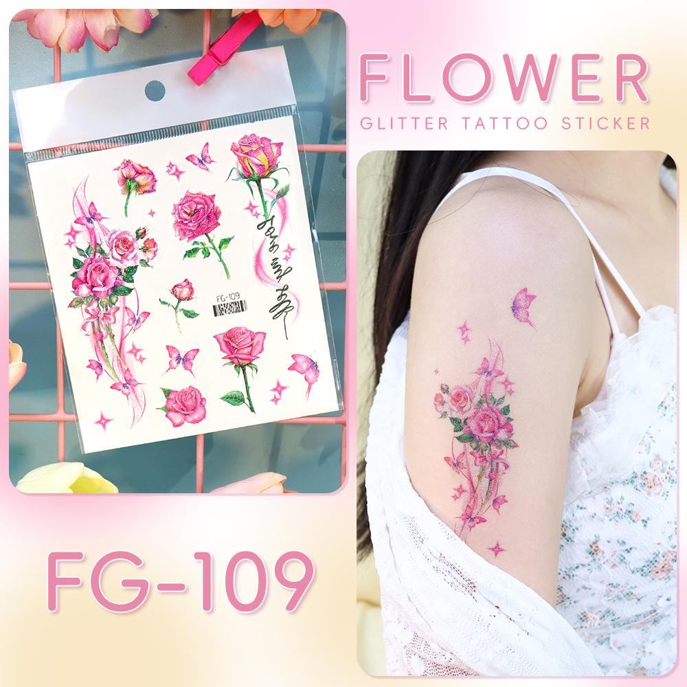 Rikaron Waterproof Cartoon Glitter Butterfly & Mermaid Ocean Tattoo Stickers 105*120mm