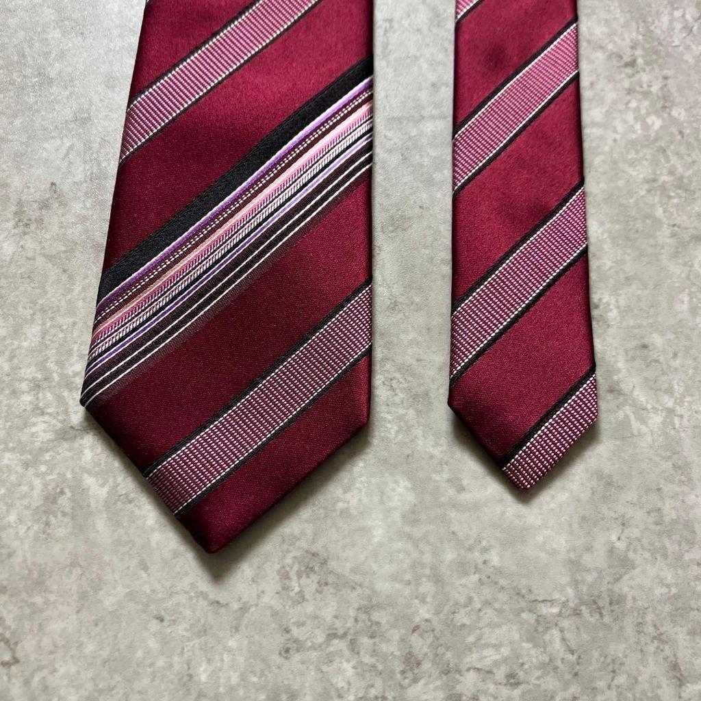 Used Weekend limited special priceGood condition Paul Smith Paul Smith tie Bordeaux wine red burgundy stripe lining dot pattern silk made in Japan