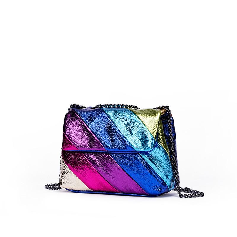Elegant Kurt Geiger Rainbow Multi-color Shoulder Bag Fashionable Vintage Design With Chain Accents