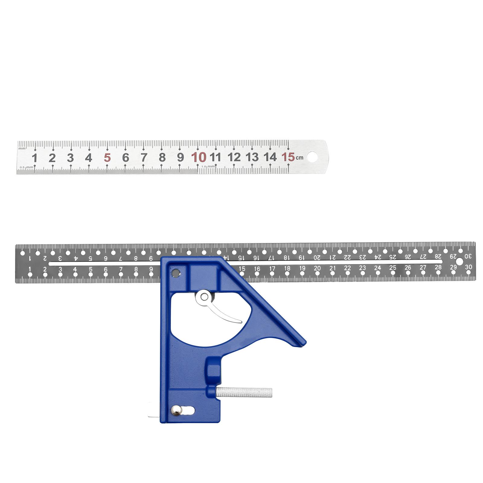 

Woodworking Combination Aluminum Alloy Square Carpentry Measuring Ruler 45/90 Degrees Square Tool for Carpenter Measuring Tools синий