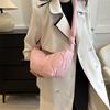 Female Pillow Shopper Bag Trendy Soft Down Cotton Padded Tote Handbag Solid Color Quilted Simple Crossbody Bag for Teenage Girls