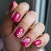 Fresh Energetic Rose Red Daisy Press-On Nail Tips - Short Style