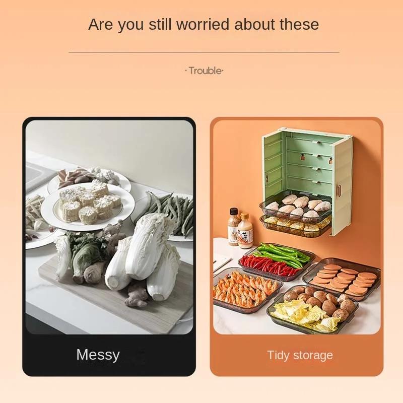 Flerlagers Diskställ Kökmonterat Hot Pot Grönsaksredskap Matlagningsfat Bricka Hushållsvägg Disk Kök Organiserare
