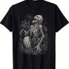 Men'S Graphic T-Shirt Featuring Zombie Skeleton Design Gothic Heavy Metal Inspired Heavyweight Tee Made of 180Gsm Fabric