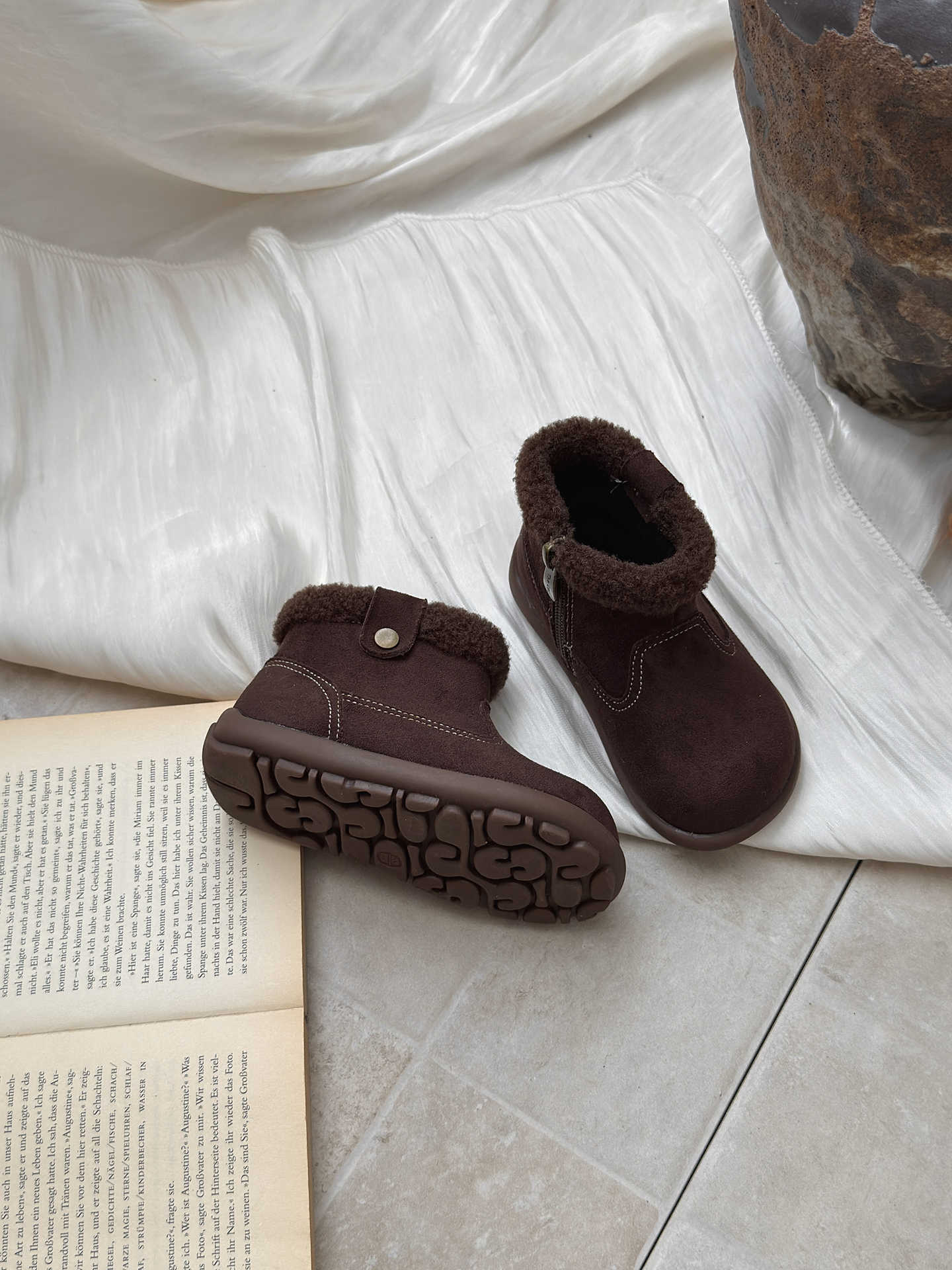 

XSHX ретро хлопковые ботинки | Осенне-зимние корейские средневековые ботинки с боковой молнией для мальчиков и девочек, теплые, нескользящая резиновая подошва, обувь Вэньчжоу 25