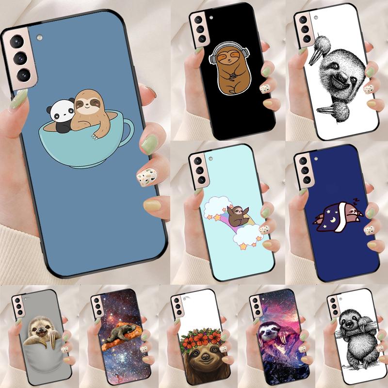 Kawaii Cute Sloth Face Funda Case For Samsung Galaxy S25 Ultra S9 S10 S20 S21 S22 Plus S23 Ultra S24 FE Phone Cover